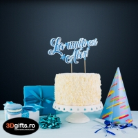 Decor Tort Personalizat Albastru - "La Mulți Ani" Cu Nume