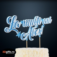 Decor Tort Personalizat Albastru - "La Mulți Ani" Cu Nume