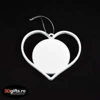 Ornament Brad Personalizat - Model “Inimă”, Argintiu