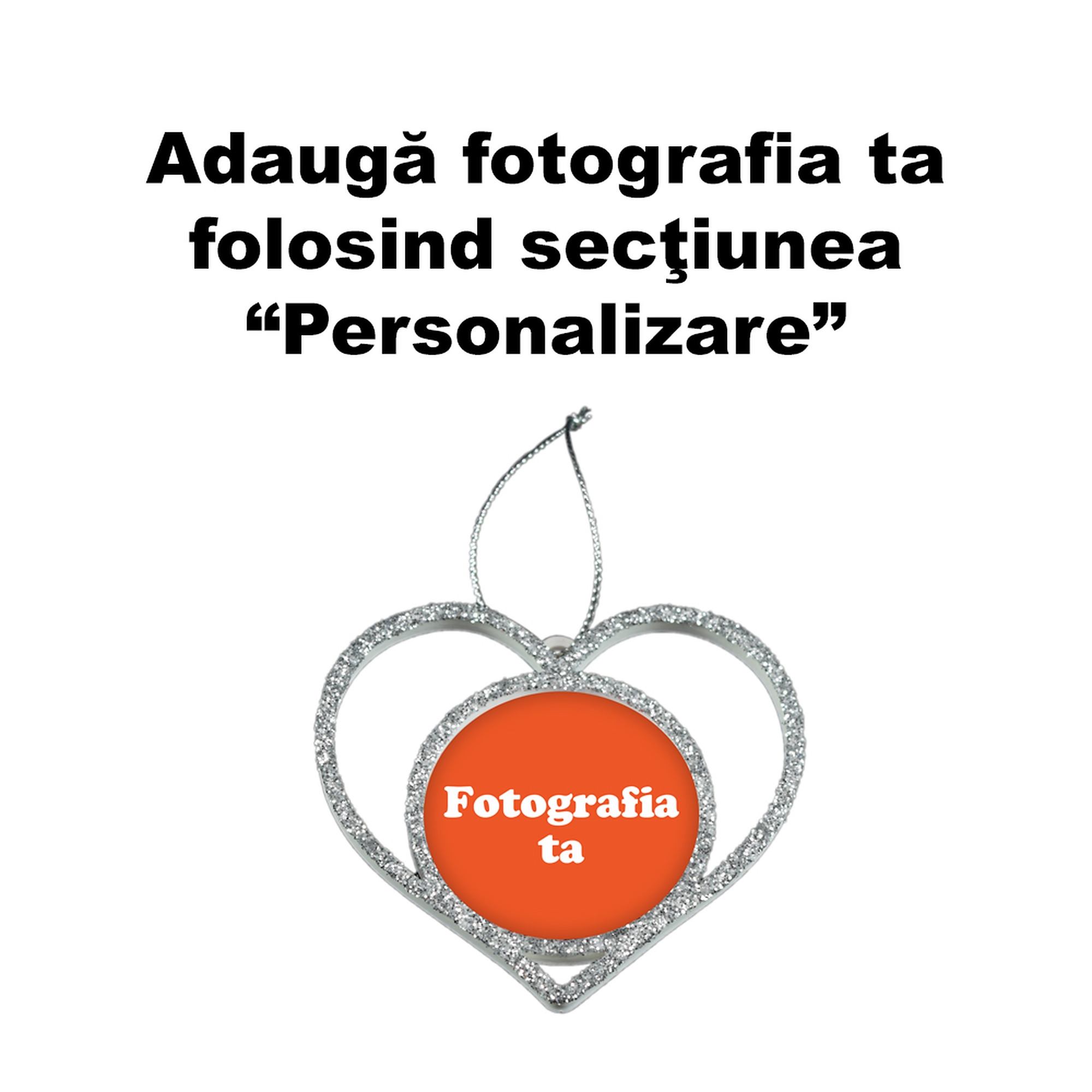 Ornament Brad Personalizat - Model “Inimă”, Argintiu