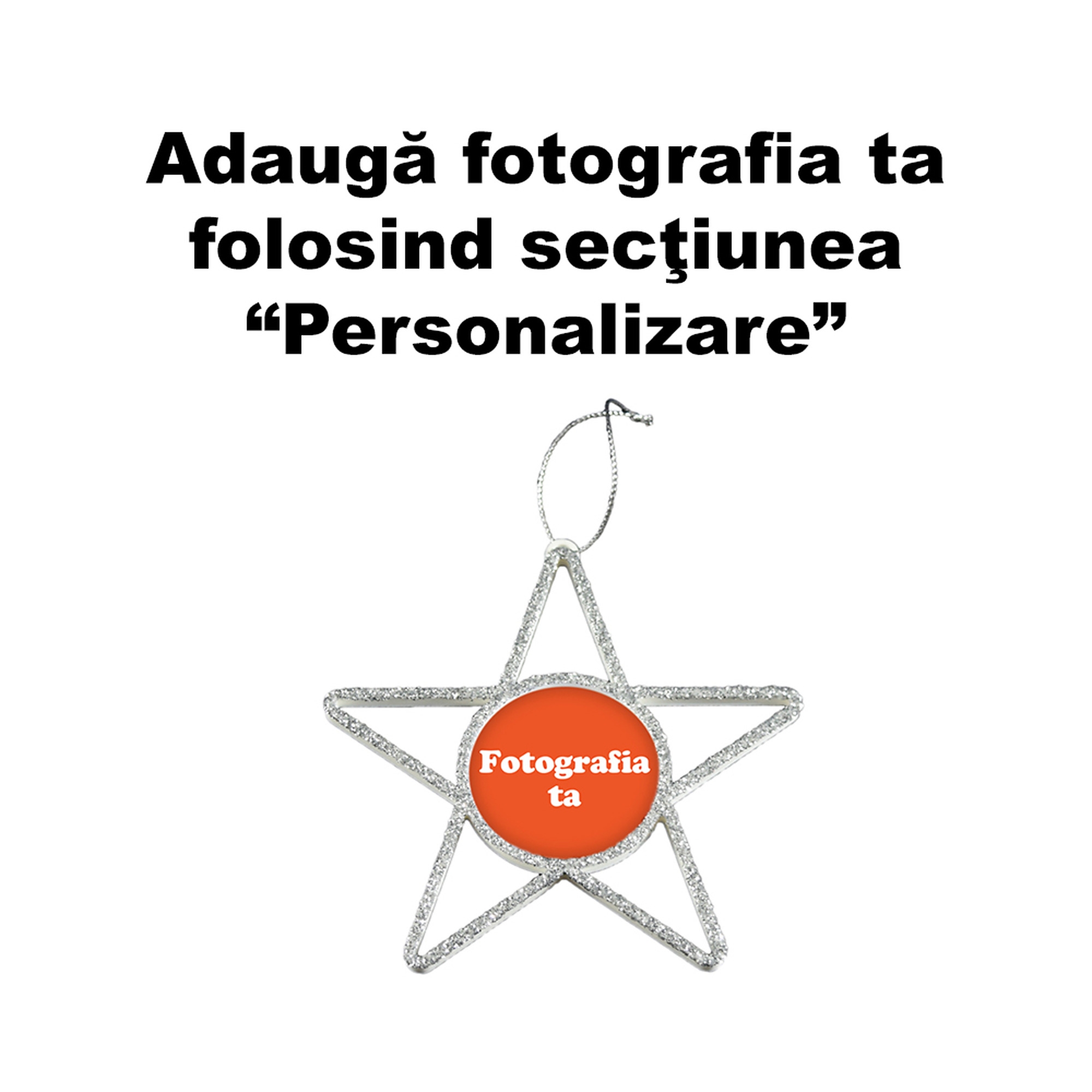 Set 6 x Ornament Brad - Model “Stea”, Argintiu