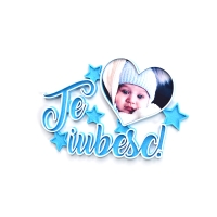 Magnet Personalizat 3D cu Poză - Model "Te iubesc", Albastru