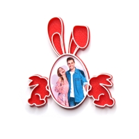 Magnet Personalizat 3D cu Poză - Model "Iepuraș De Paște", Roșu