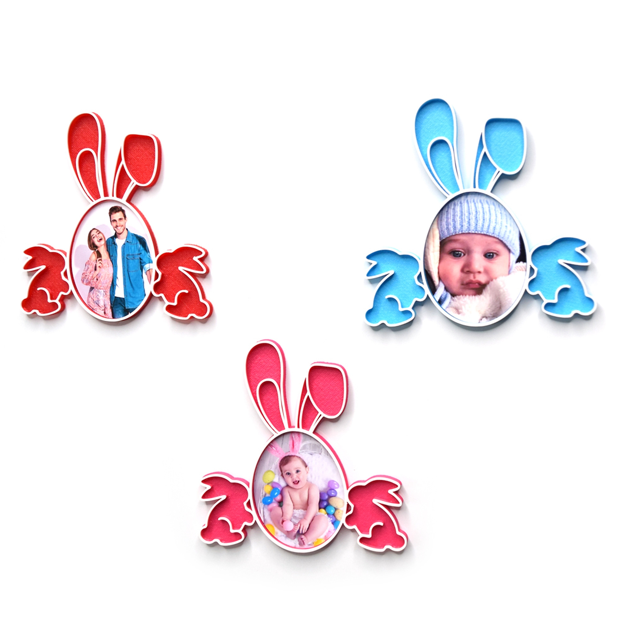 Magnet Personalizat 3D cu Poză - Model "Iepuraș De Paște", Roșu