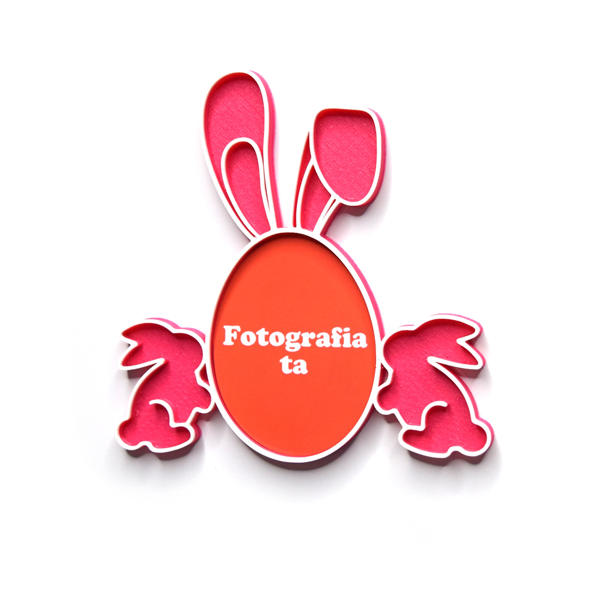 Magnet Personalizat 3D cu Poză - Model "Iepuraș De Paște", Roz