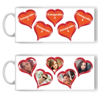Cană Personalizată - Model "5 Inimioare" Cu 5 Poze