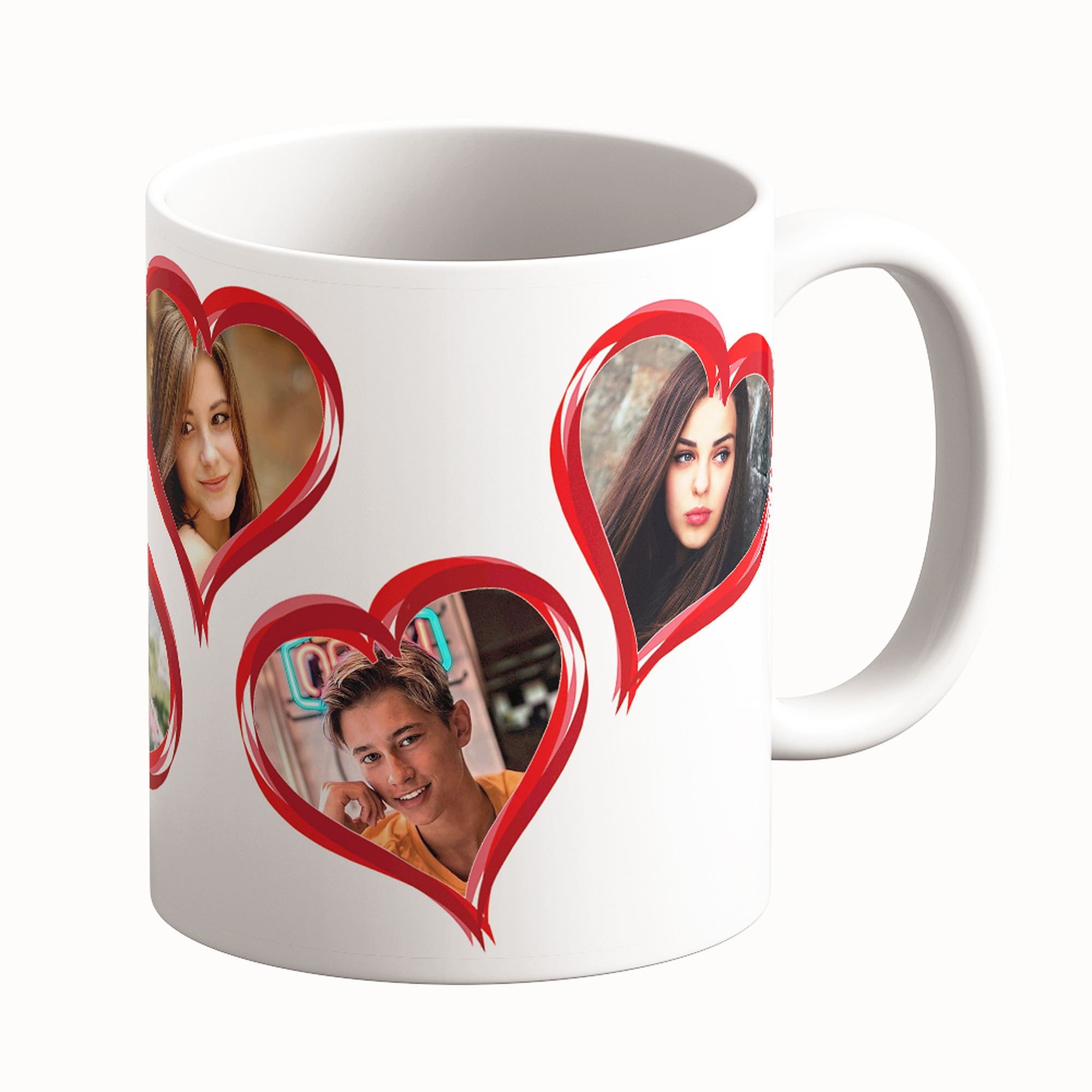 Cană Personalizată - Model "5 Inimioare" Cu 5 Poze