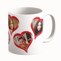 Cană Personalizată - Model "5 Inimioare" Cu 5 Poze