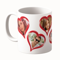 Cană Personalizată - Model "5 Inimioare" Cu 5 Poze