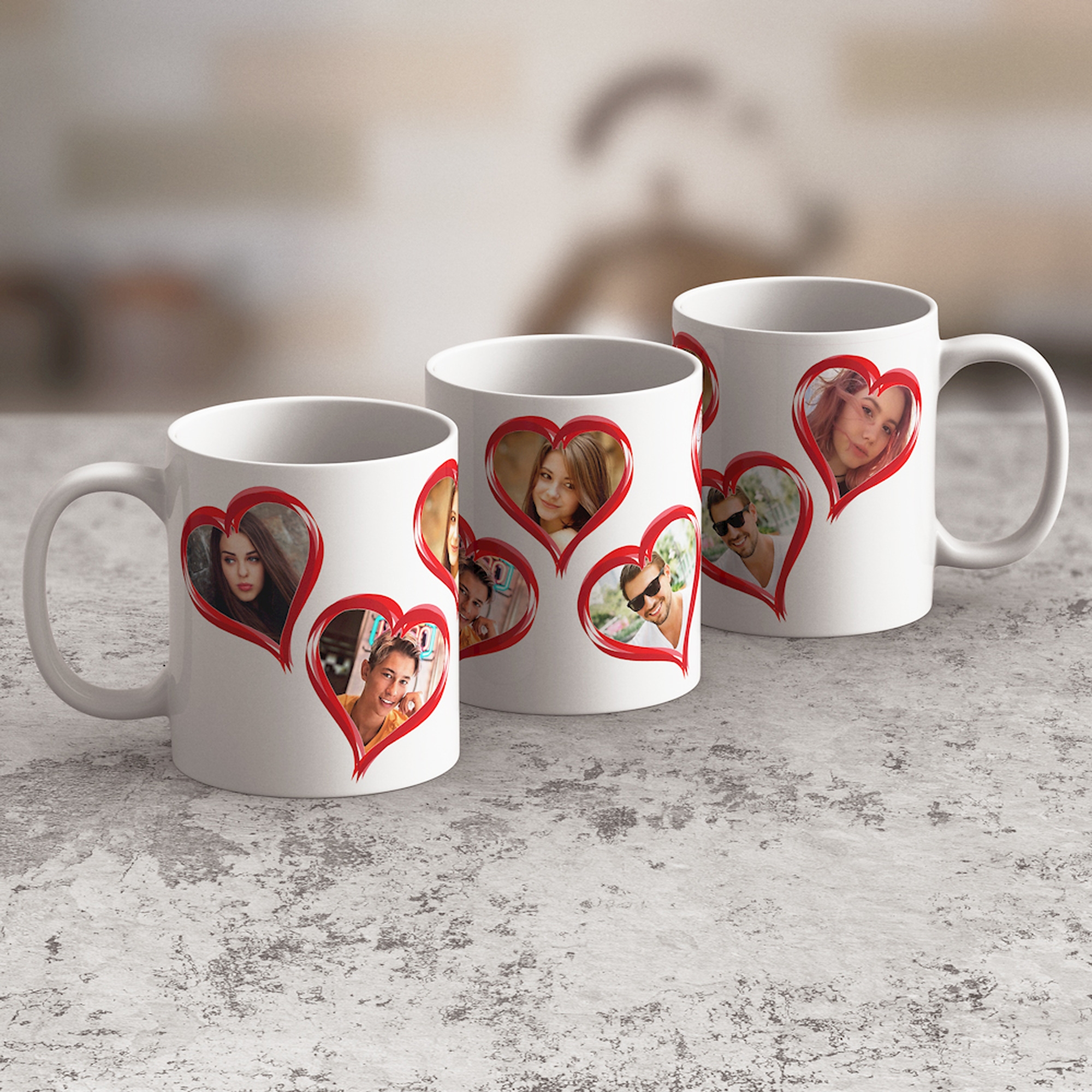 Cană Personalizată - Model "5 Inimioare" Cu 5 Poze