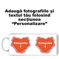 Cană Personalizată - Model "Fluturași De Dragoste" Cu 2 Poze