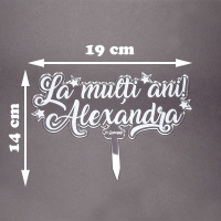 Topper Tort Personalizat Transparent - "La Mulți Ani" Cu Nume Și Dată