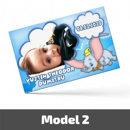 Mărturii Botez Magnetice Cu Poză, Nume Și Dată - Set 10 Buc. - Model 2