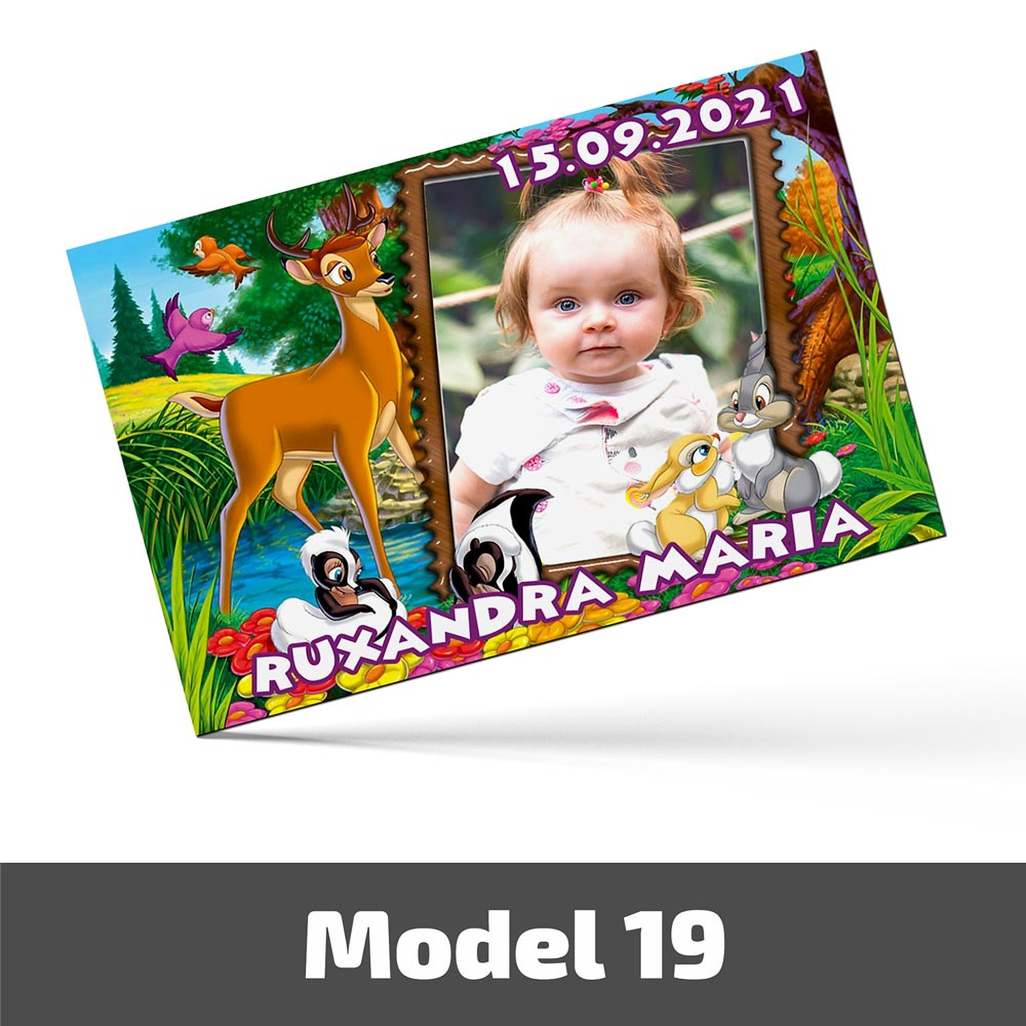 Mărturii Botez Magnetice Cu Poză, Nume Și Dată - Set 10 Buc. - Model 19