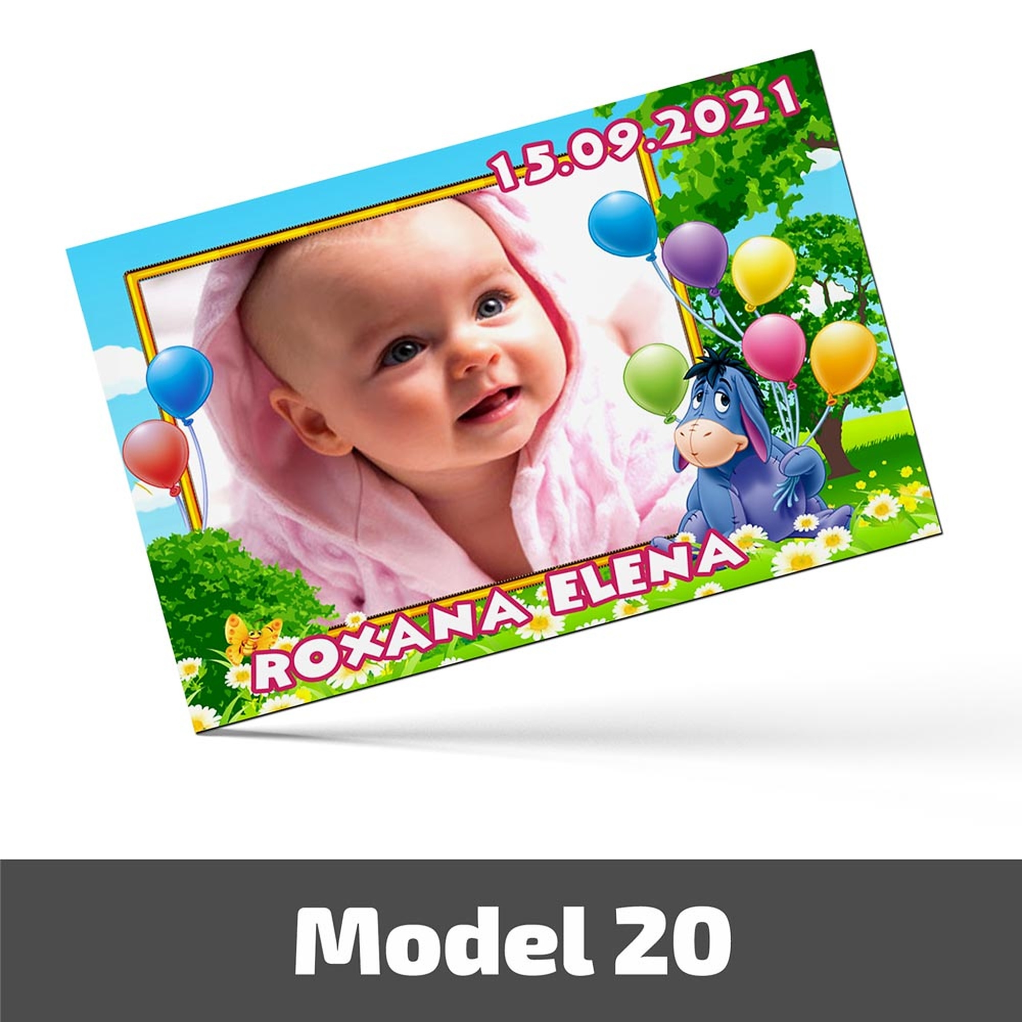 Mărturii Botez Magnetice Cu Poză, Nume Și Dată - Set 10 Buc. - Model 20