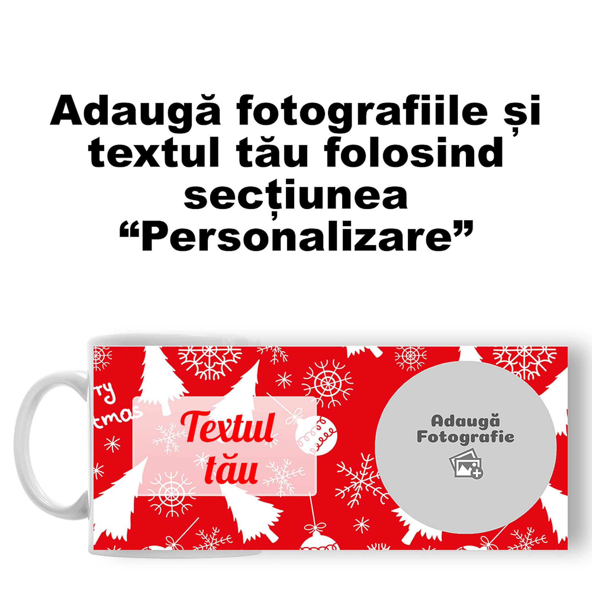 Cană Personalizată - Model "Sărbatori Fericite" Cu O Poză Și Text