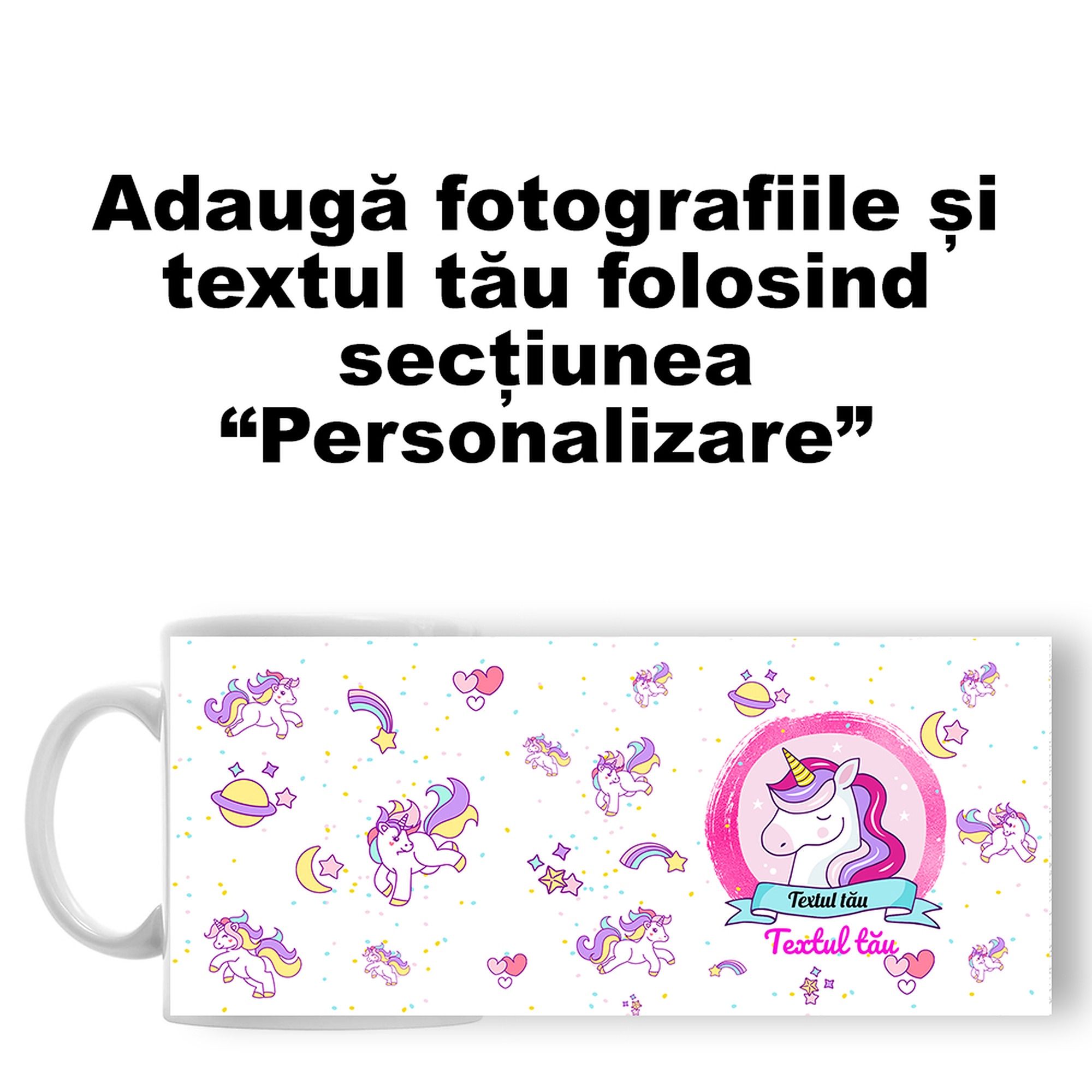 Cană Personalizată - Model "Unicorn" Cu Text Și Nume