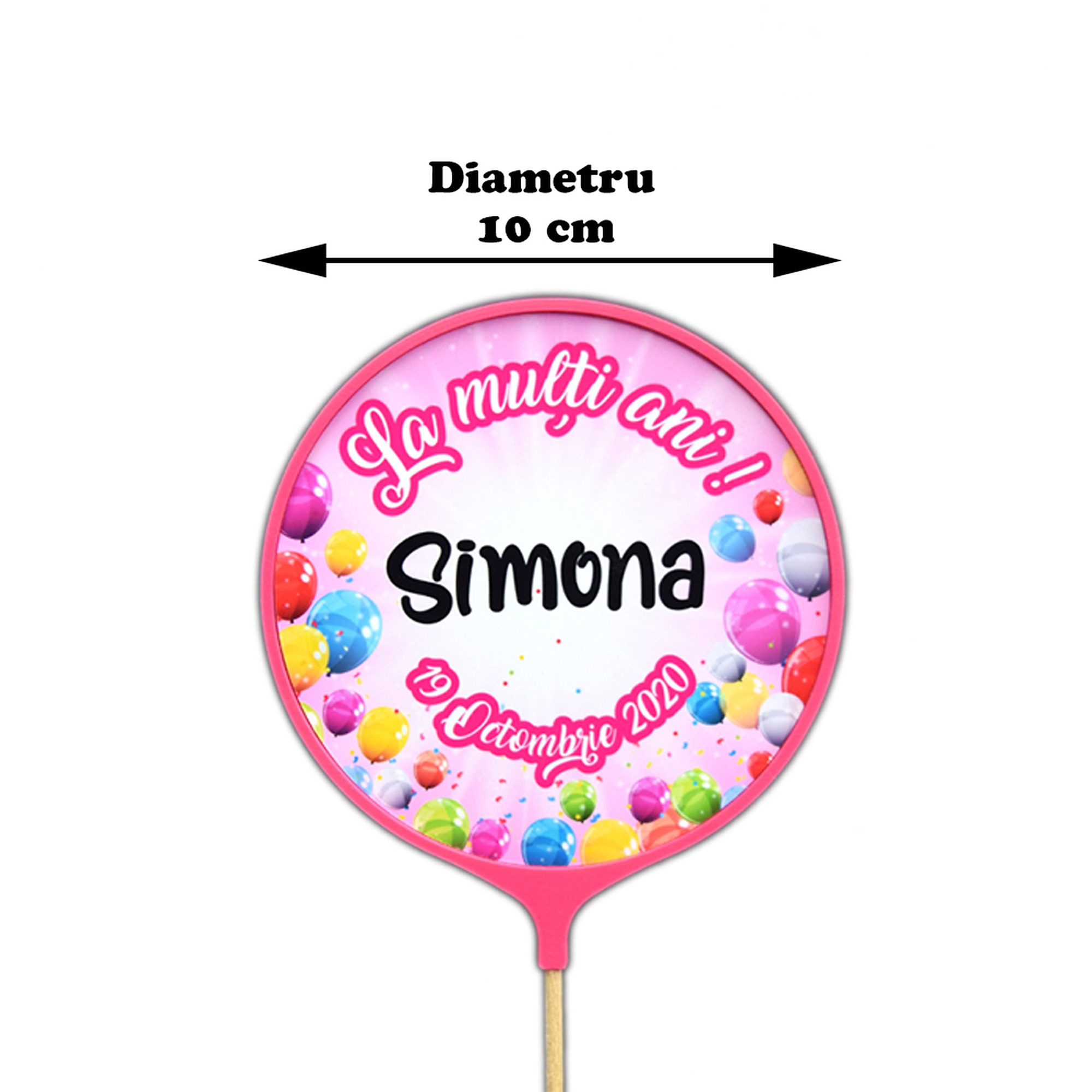 Topper Tort Personalizat Rotund - Diferite Culori - Cu Nume Și Dată