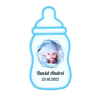 Mărturii Botez Magnetice 3D - Biberon Baiețel - Set 10 Buc.