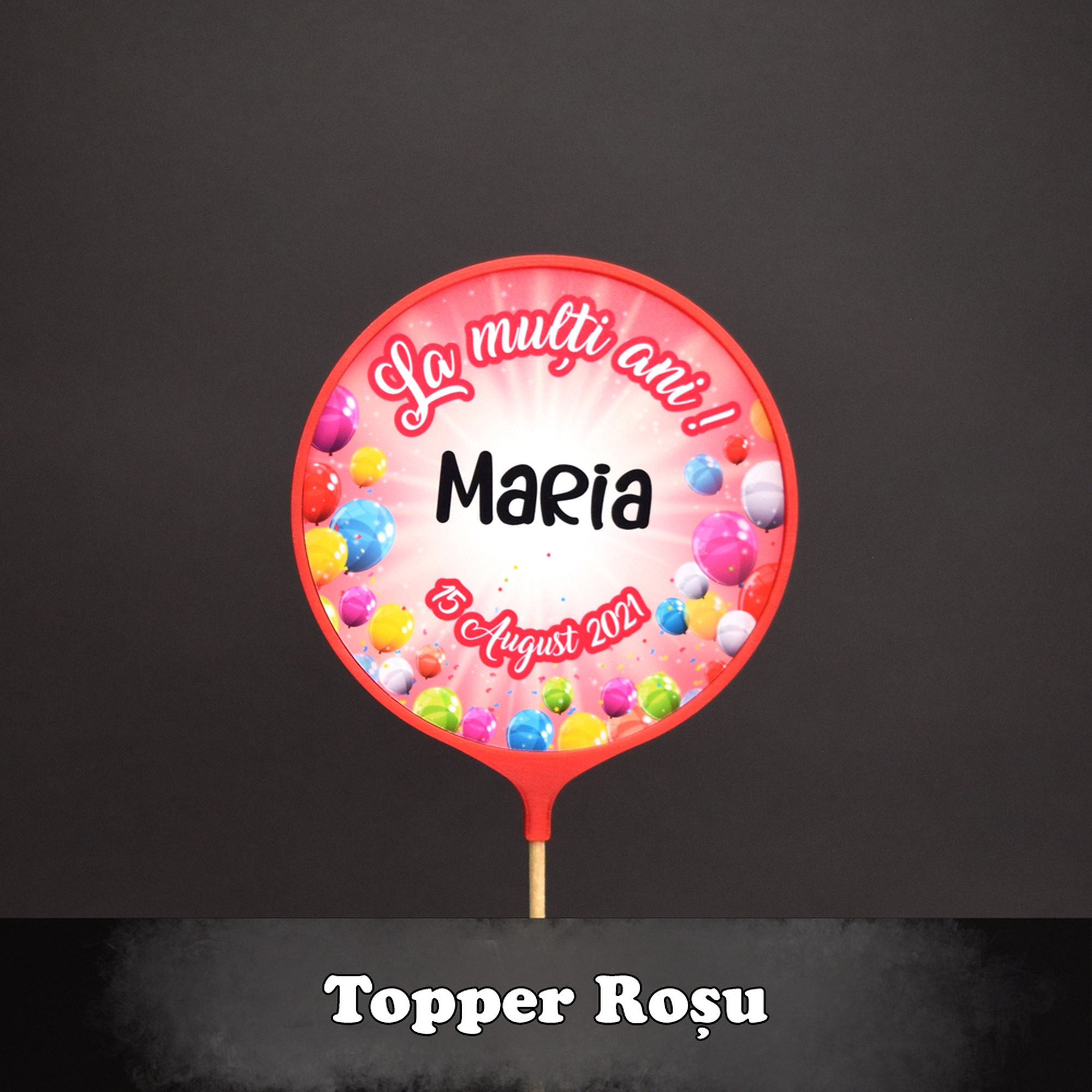 Topper Tort Personalizat Rotund - Diferite Culori - Cu Nume Și Dată