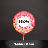 Topper Tort Personalizat Rotund - Diferite Culori - Cu Nume Și Dată
