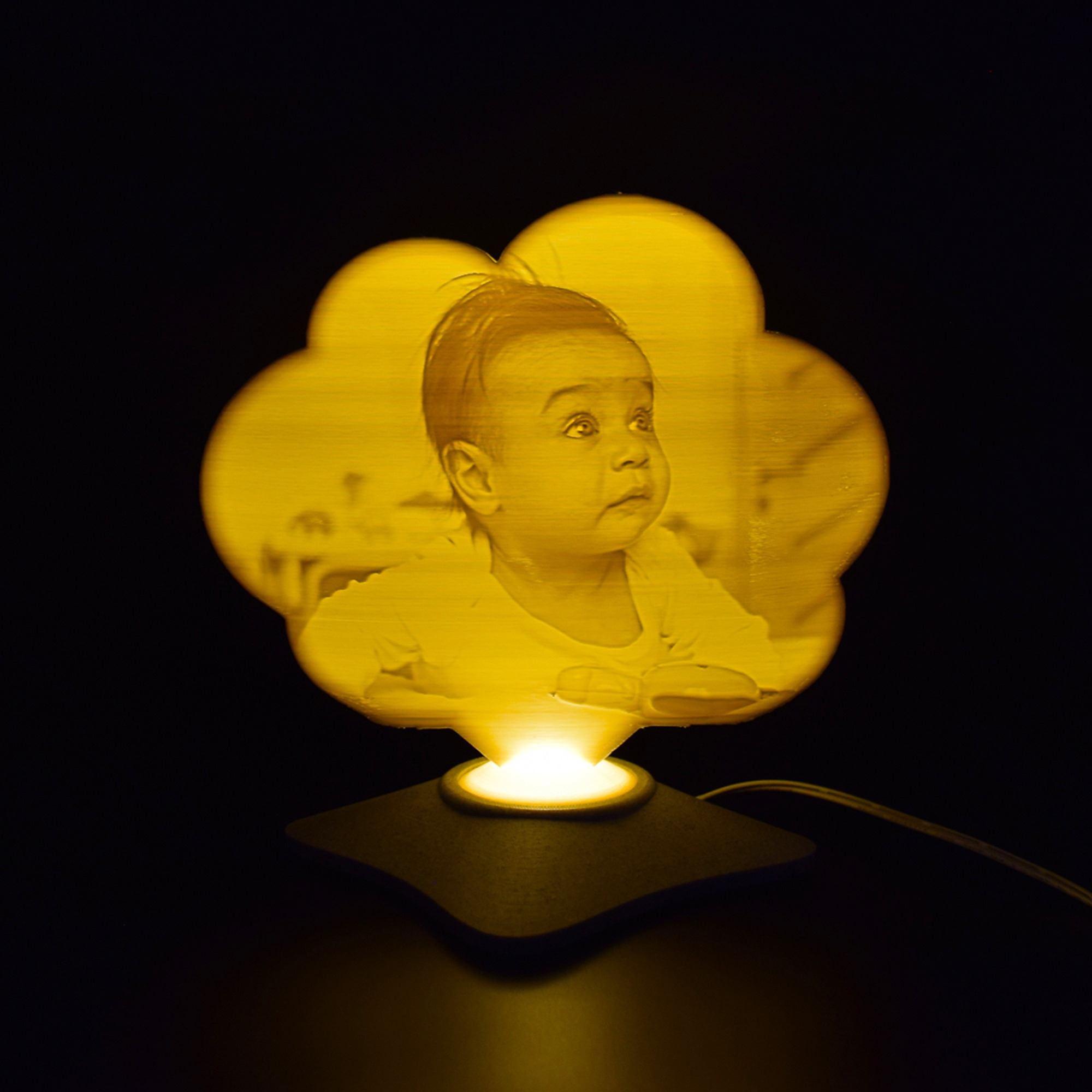 Lampă Luna 3D Personalizată - Norișor Cu Text Și Poză Baby