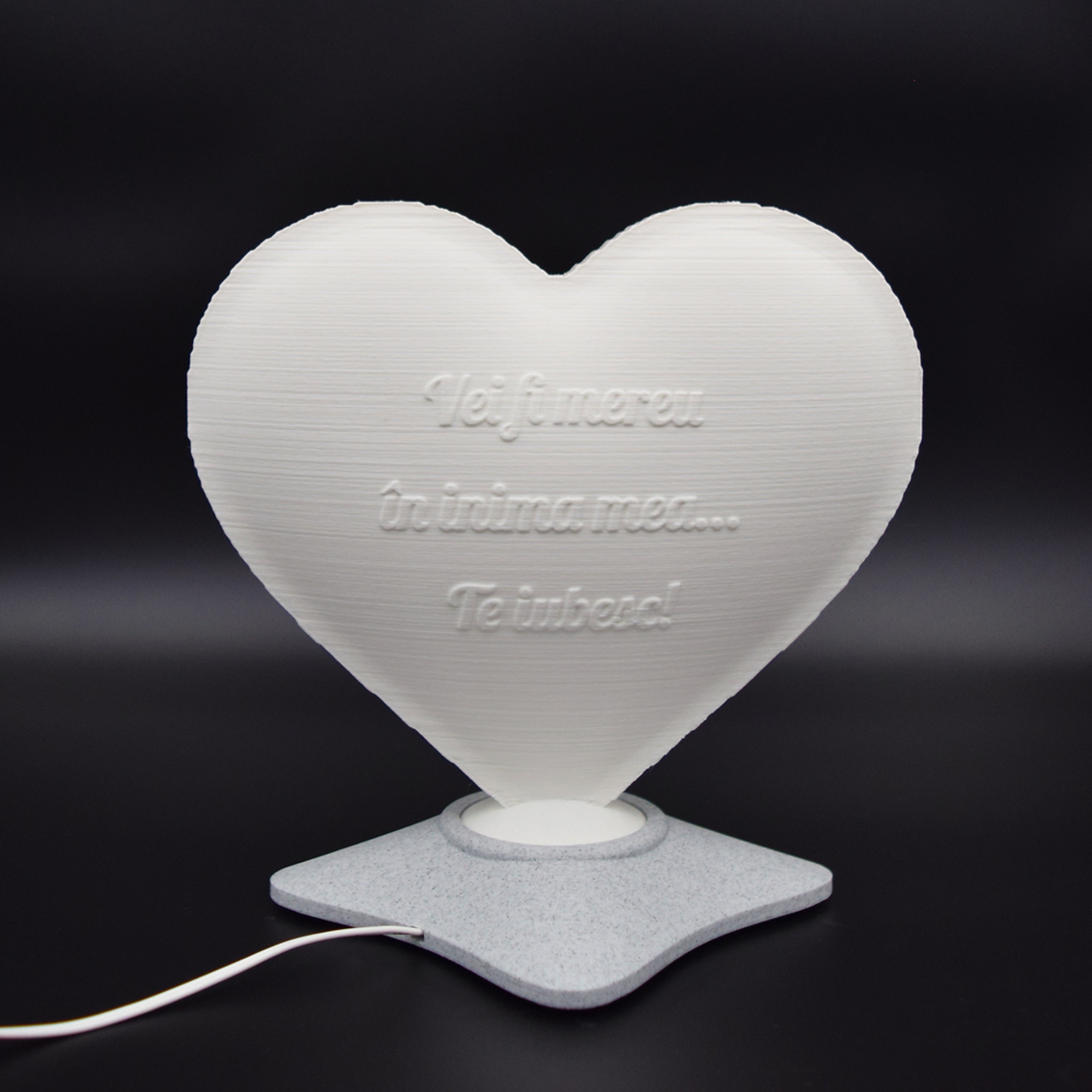 Lampă Luna 3D Personalizată - Inimioară Cu Text Și Poză