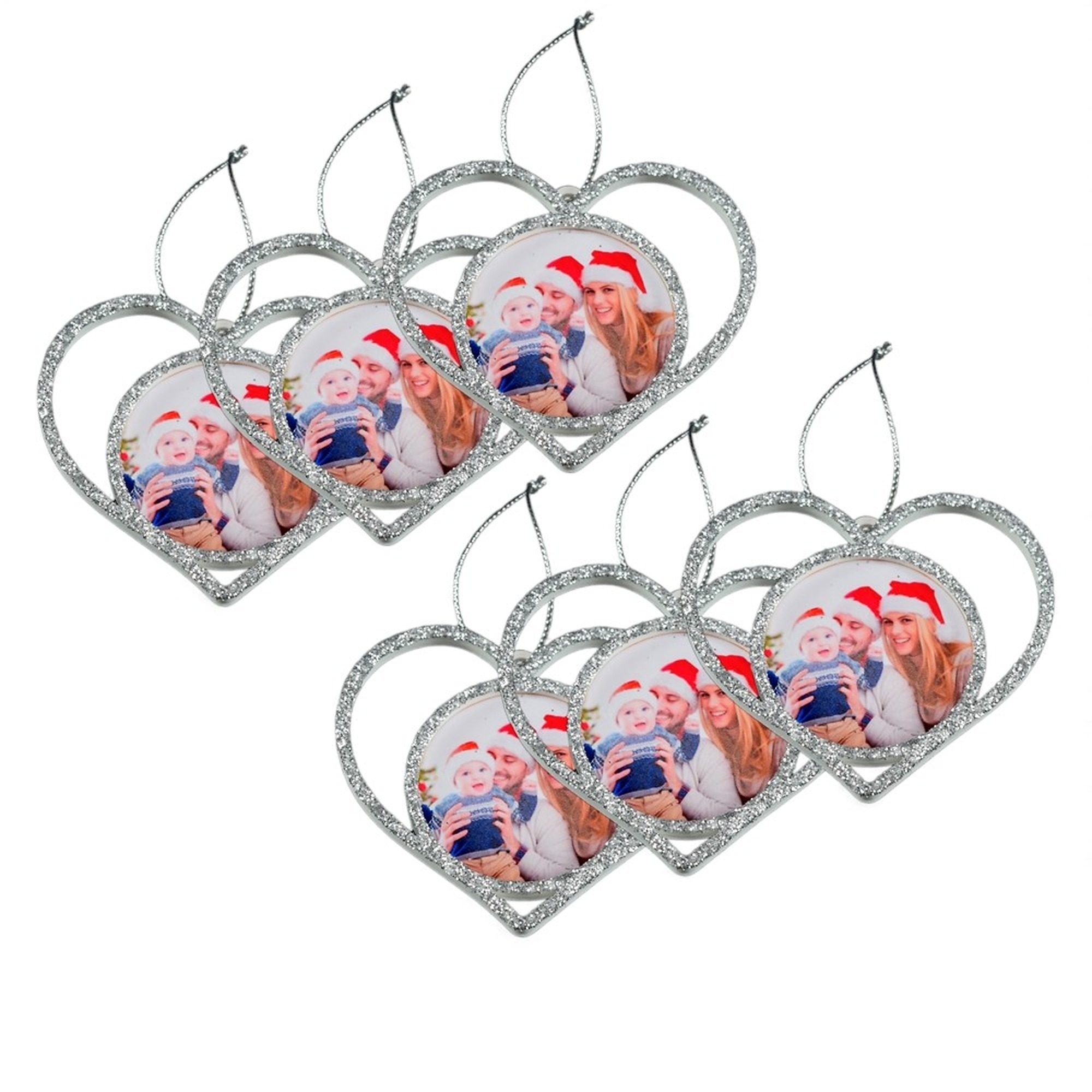 Set 6 x Globuri Personalizate 3D - Model “Inimă”, Argintiu