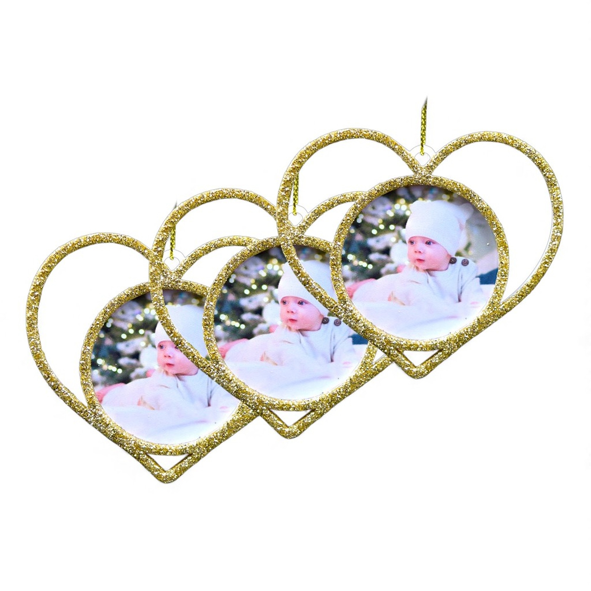 Set 3 x Globuri Personalizate 3D - Model “Inimă”, Auriu