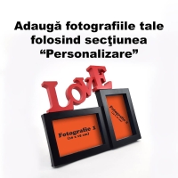 Ramă Foto Personalizată - Model "LOVE" cu Două Poze