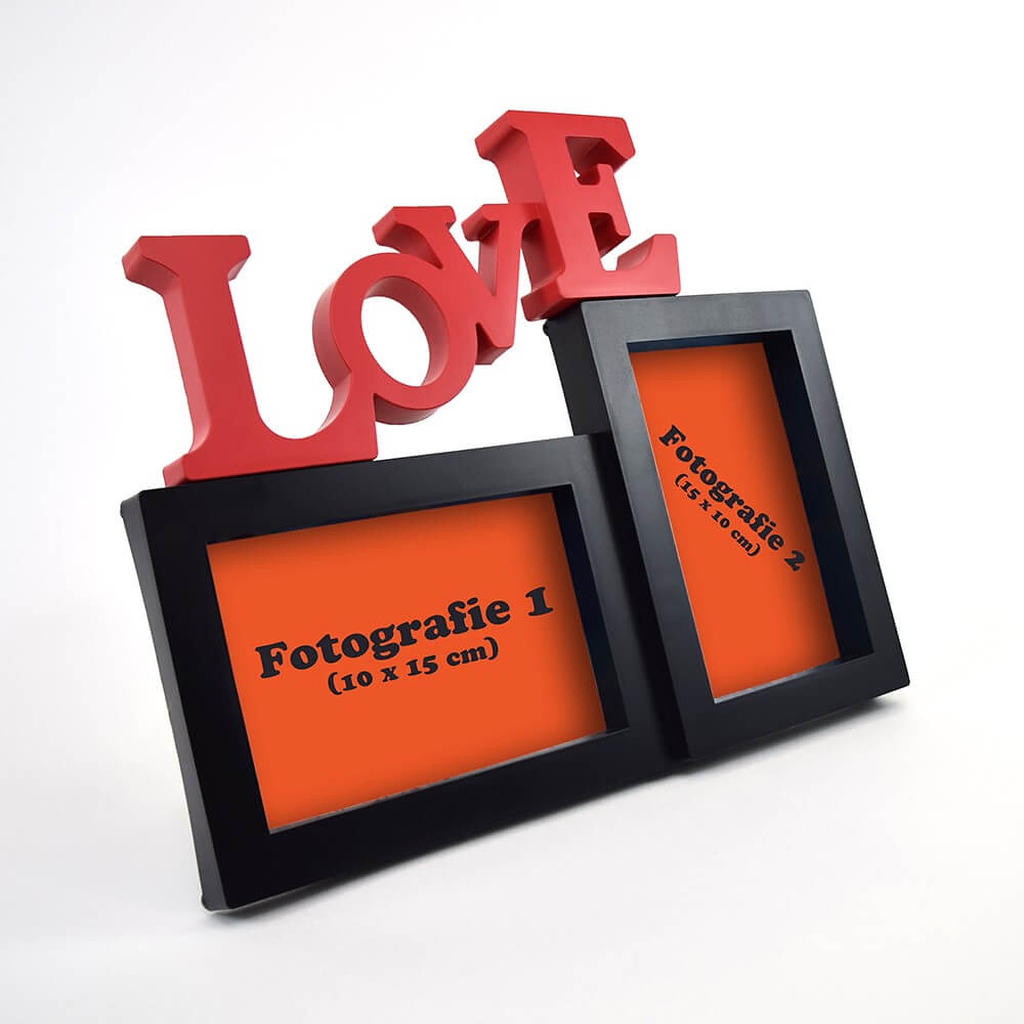 Ramă Foto Personalizată - Model "LOVE" cu Două Poze