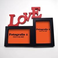 Ramă Foto Personalizată - Model "LOVE" cu Două Poze