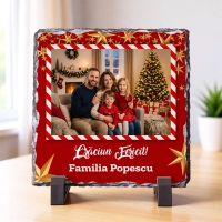 Placă de Ardezie Personalizată cu Poză și Mesaj – Cadou de Crăciun
