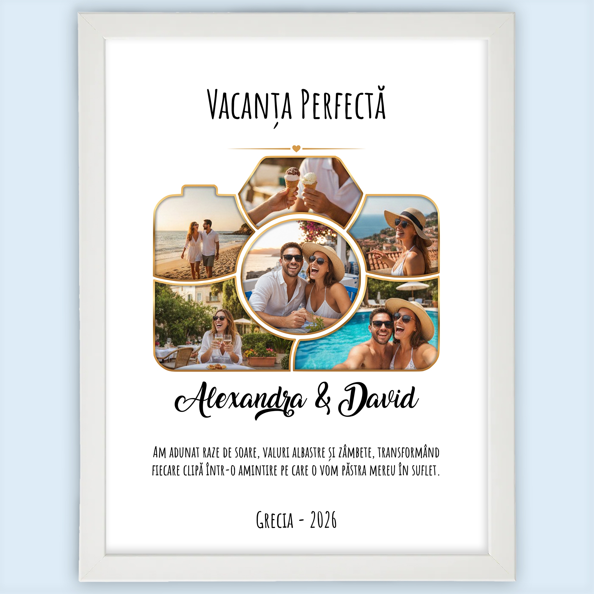 Tablou Personalizat Cu 6 Poze Și Text - Vacanța Perfectă