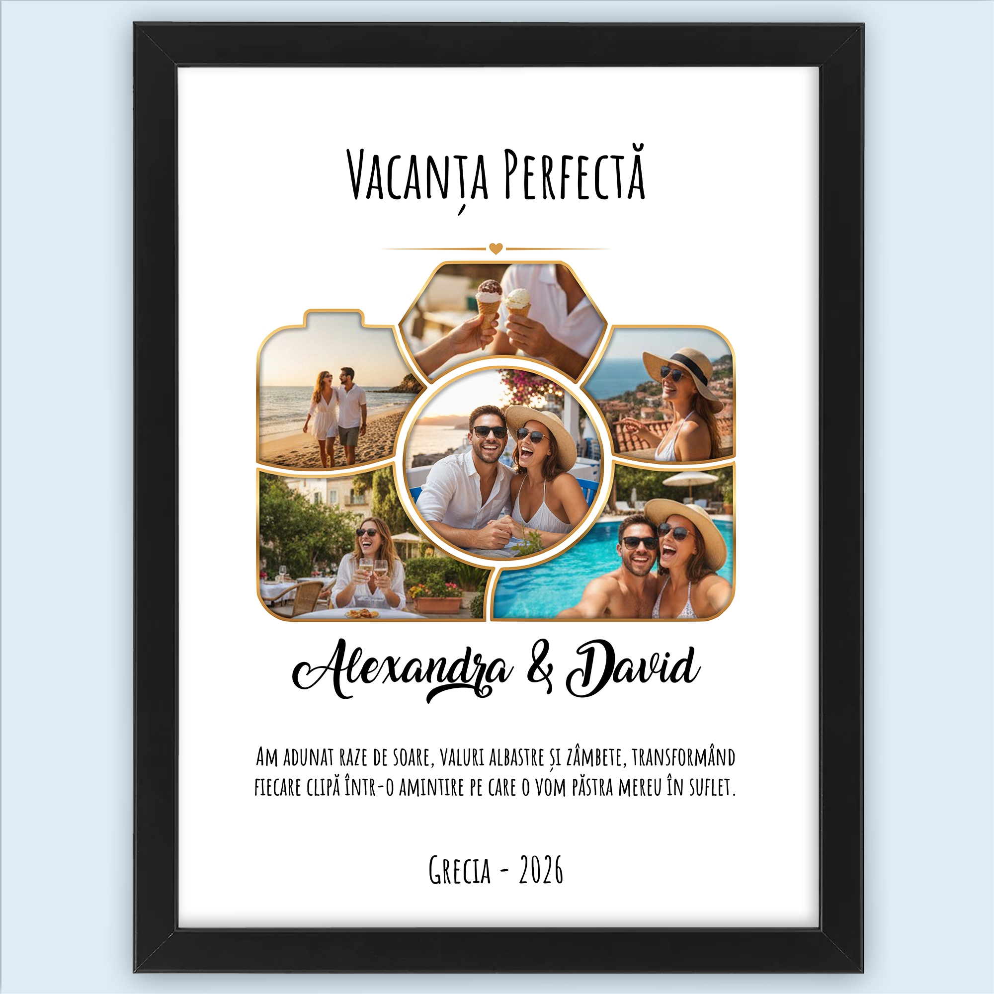 Tablou Personalizat Cu 6 Poze Și Text - Vacanța Perfectă