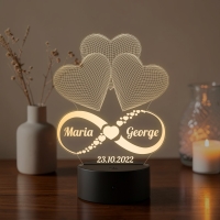 Lampă LED 3D Personalizată - Infinit Cu Două Nume Și Text