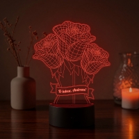 Lampă LED 3D Personalizată – Buchet de Trandafiri cu Mesaj
