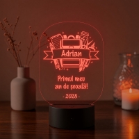 Lampă LED 3D Personalizată – Primul An de Școală