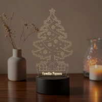 Lampă LED 3D Personalizată – Brad de Crăciun cu Mesaj