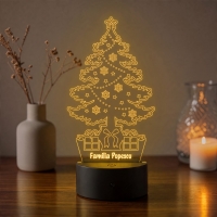 Lampă LED 3D Personalizată – Brad de Crăciun cu Mesaj