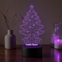 Lampă LED 3D Personalizată – Brad de Crăciun cu Mesaj