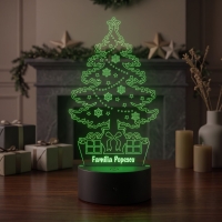 Lampă LED 3D Personalizată – Brad de Crăciun cu Mesaj