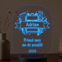 Lampă LED 3D Personalizată – Primul An de Școală