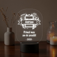 Lampă LED 3D Personalizată – Primul An de Școală