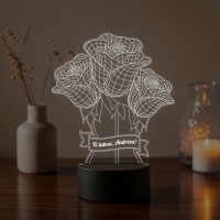 Lampă LED 3D Personalizată – Buchet de Trandafiri cu Mesaj