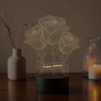 Lampă LED 3D Personalizată – Buchet de Trandafiri cu Mesaj