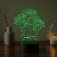 Lampă LED 3D Personalizată – Buchet de Trandafiri cu Mesaj