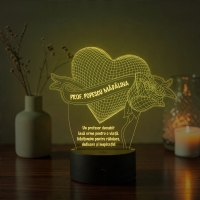 Lampă LED 3D Personalizată – Inimă cu Trandafir și Mesaj