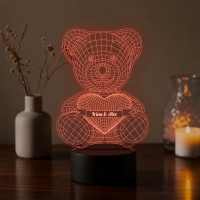 Lampă LED 3D Personalizată – Ursuleț cu Inimă și Mesaj