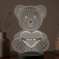 Lampă LED 3D Personalizată – Ursuleț cu Inimă și Mesaj